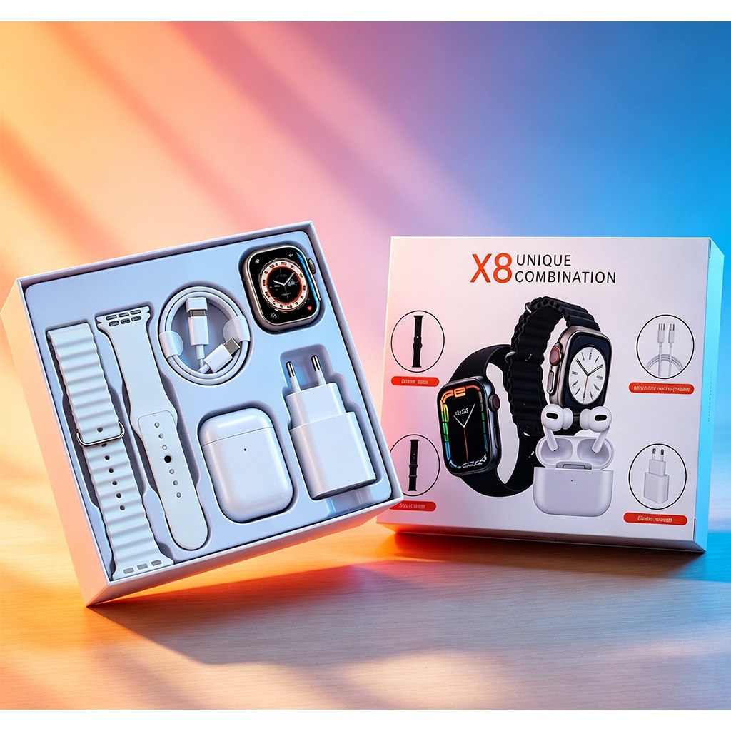2026 X8 Smart Watch + I15 TWS Earbuds 7 Em 1 Combo Tela De 2.2 Polegadas , Monitor De Saúde E Fitness Para Esportes Diár