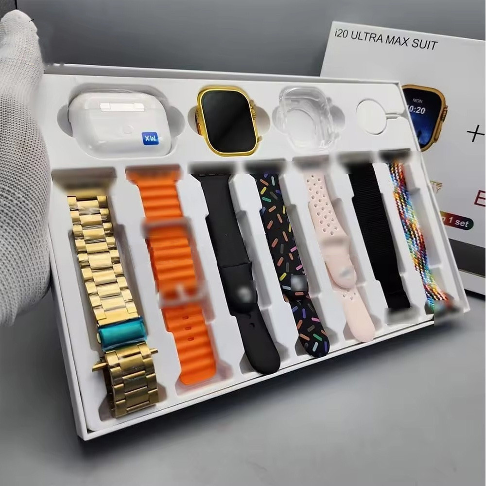 [Local Stock]10 Em 1 Conjunto Ultra 2 49mm Tela Esporte Fitness SmartWatch 9 Com Fones De Ouvido I20 Ultra Max Suit Relógio Inteligente Para Homens Mulheres