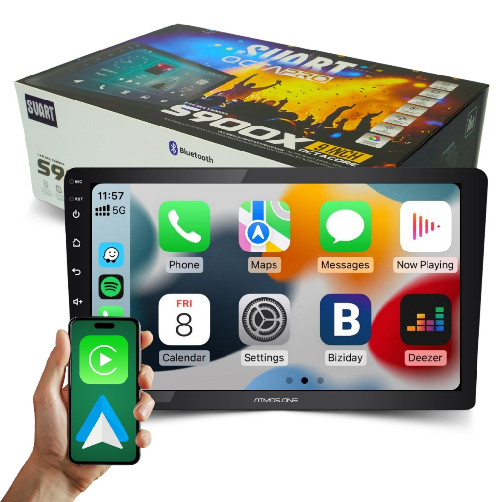 Central Multimidia Android 9 10 Polegadas 4GB RAM OCTA CORE 4G GPS Bluetooth Carplay Android Auto HD