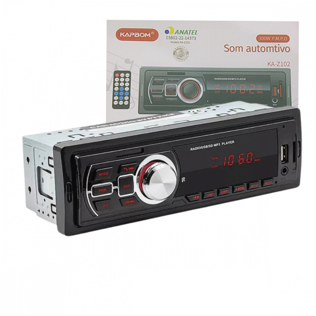 Radio de Carro Som Automotivo Mp3 Player Bluetooth com Controle