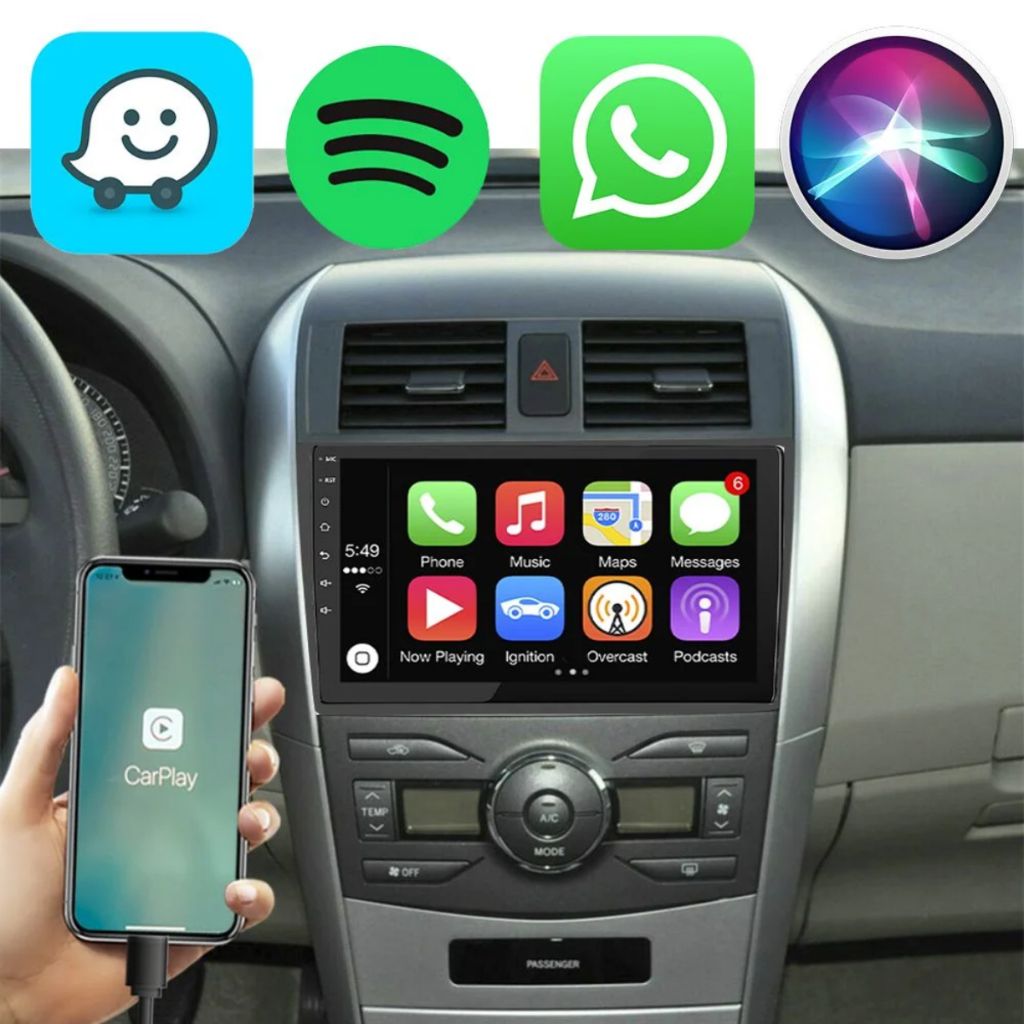 Central Multimídia Corolla 2008-2014 Android CarPlay GPS Bluetooth WiFi Tela Touch 9 Polegadas