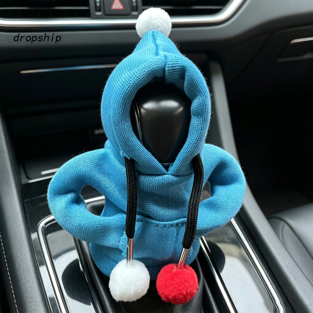 Novelty Vehicle Gear Shift Cover Funny Hoodie Shifter Decor – Sweatshirt Style Handle Protector for Automatic Cars for