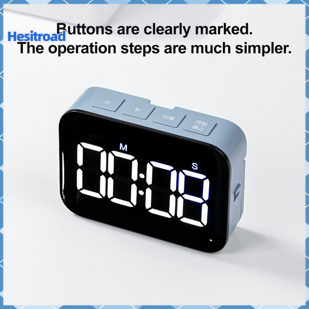 Digital Countdown Timer with Easy-read Led Display Adjustable Rechargeable Kitchen for Cooking Baking Study – Dual Mod