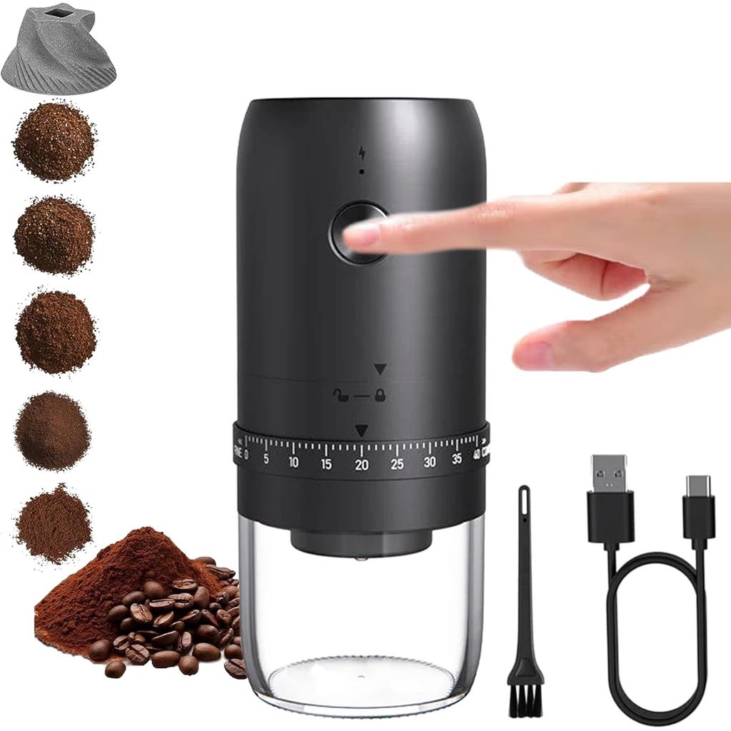 Portable Electric Coffee Bean Grinder with 40 Adjustable Settings, Small Espresso Grinder Rechargeable Burr Coffee Grind