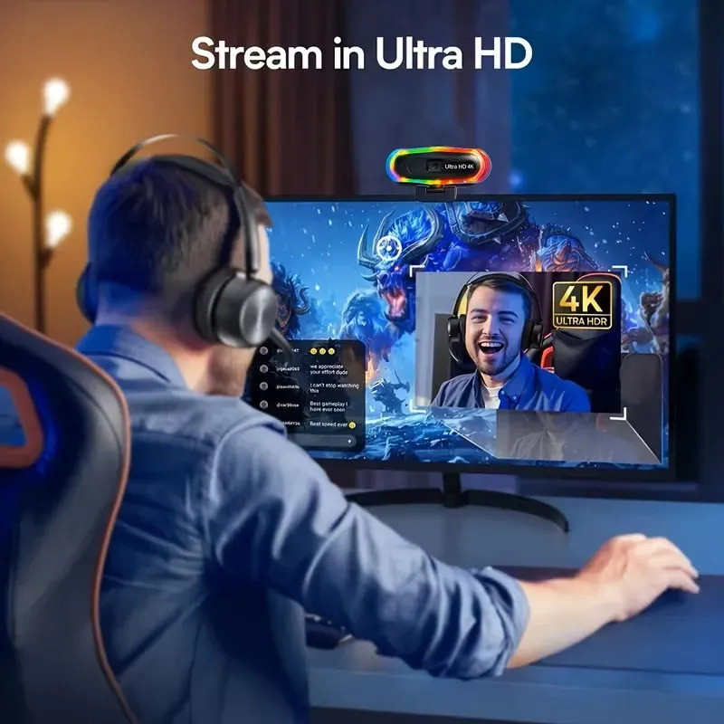 Webcam 4k Para Streaming Videochamada Aula Online E Home Off Com mini Tripe