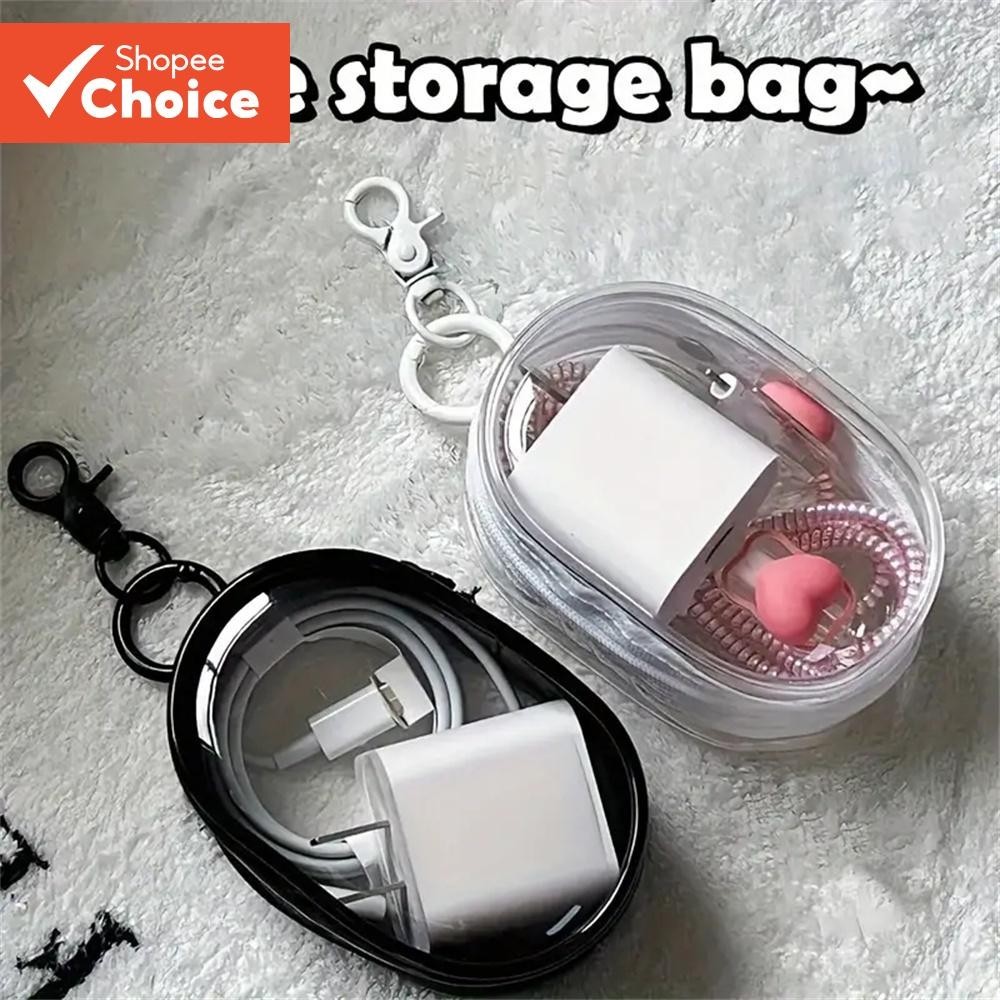 Mini Bolsa Portátil Com Zíper Transparente : Organizadora De Viagem Multifuncional Compacta Para Fones De Ouvido E Carre