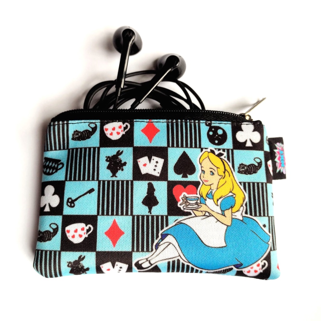 Porta Moedas / Fone / Cartão / Níquel / Bolsinha / Carteira / Mini Nécessaire Alice no País das Maravilhas