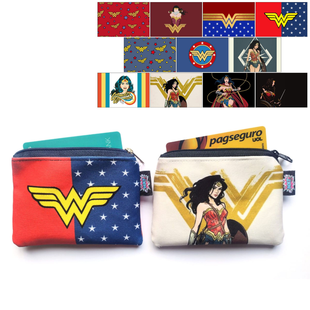 Porta Moedas / Fone / Cartão / Níquel / Bolsinha / Carteira / Mini Nécessaire Mulher Maravilha / Wonder Woman