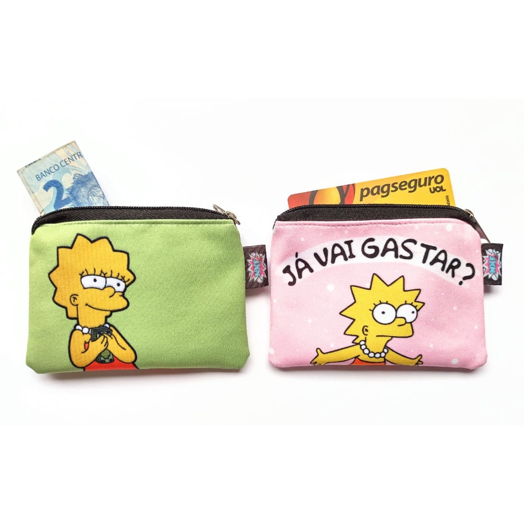 Porta Moedas / Batom / Fone / Cartão / Níquel / Bolsinha / Carteira / Mini Nécessaire Lisa Simpson / Os Simpsons