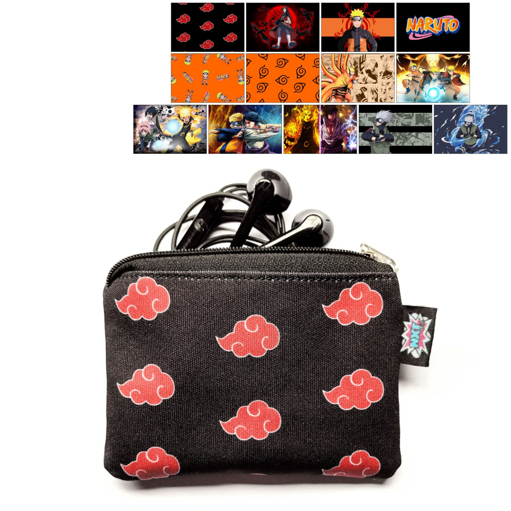 Porta Moedas / Batom / Fone / Cartão / Níquel / Bolsinha / Carteira / Mini Nécessaire Akatsuki / Naruto / Anime / Mangá