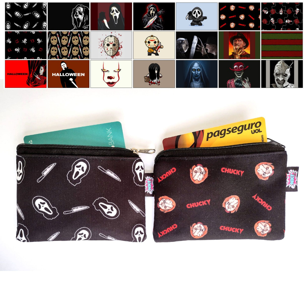 Porta Moedas / Batom / Fone / Cartão / Níquel / Bolsinha / Carteira / Mini Nécessaire Ghostface / Pânico / Terror
