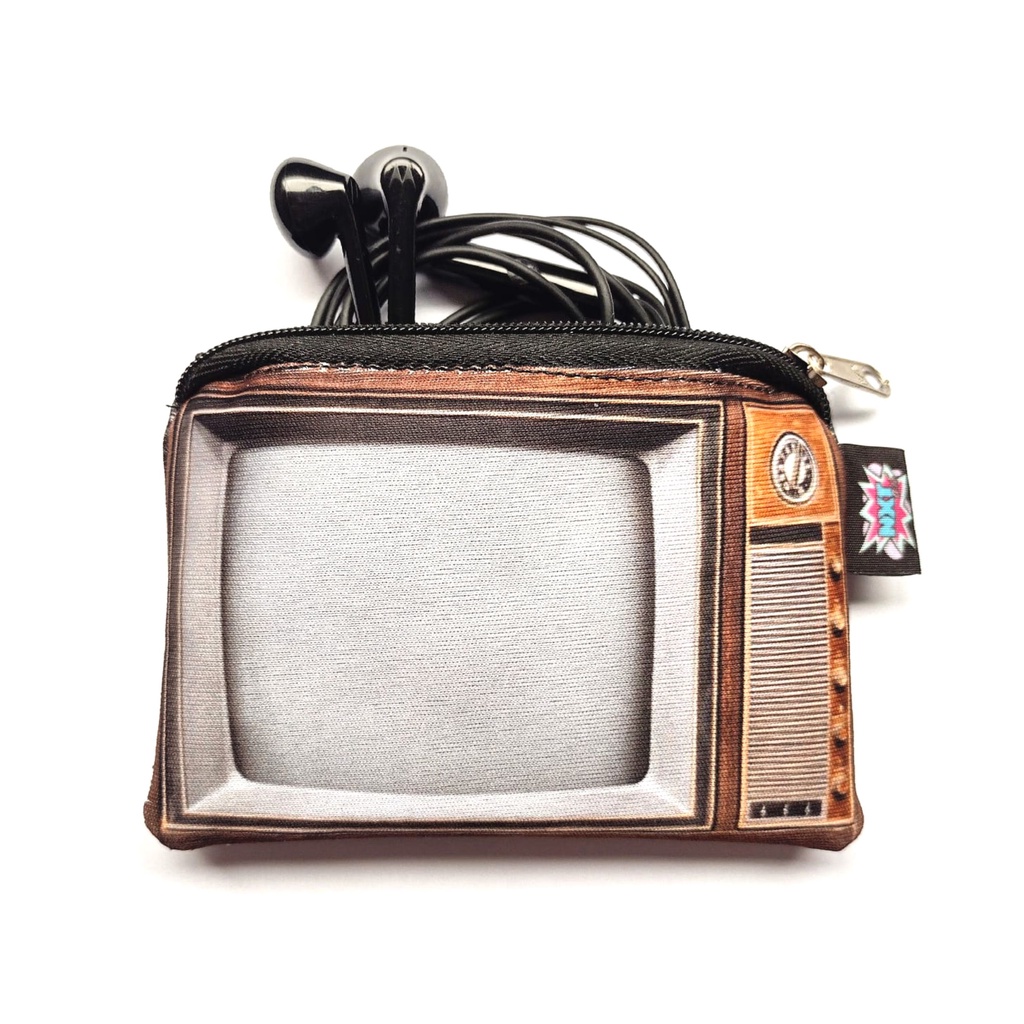 Porta Moedas / Fone / Cartão / Níquel / Bolsinha / Carteira / Mini Nécessaire TV Antiga / Vintage / Old