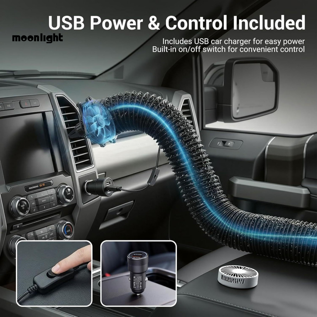 Portable Car Air Ventilation Hose for Back Seat with Usb Fan Adjustable Duct Pipe for Suv Truck Van – Flow for Pet Tra