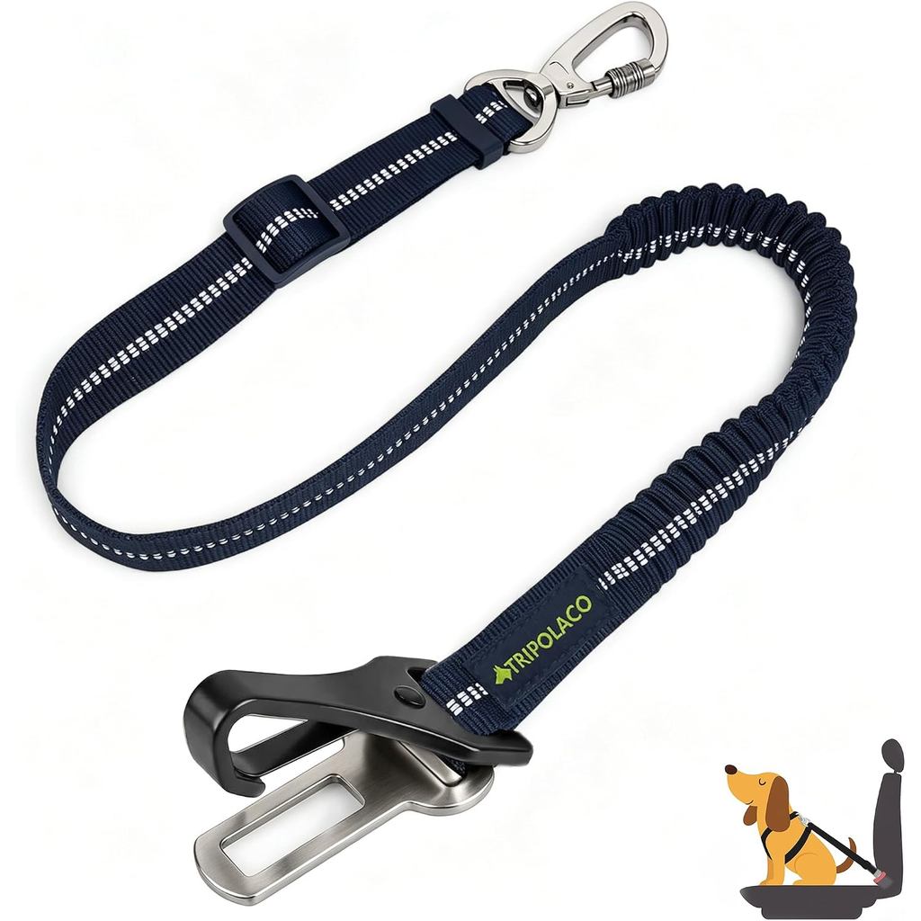 Dog Seat Belt for Car, 3-in-1 Adjustable Dog Seat Belt with Carabiner, Latch & Buckle, Heavy Duty Dog Car Harness Tether