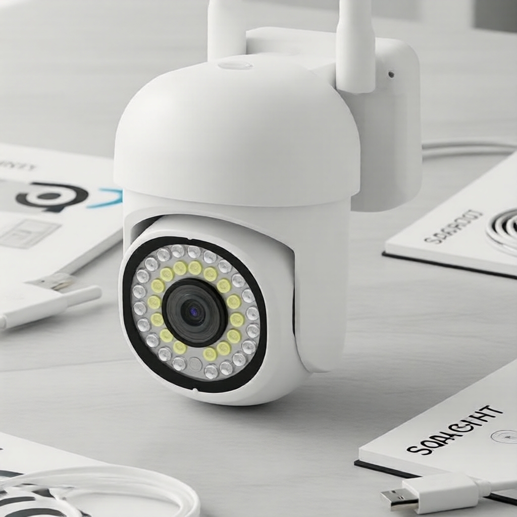 Câmera de Segurança Wireless 2.4G WiFi, Full HD, IR Noturna, Áudio Bidirecional, Acesso por App, Sensor de Movimento