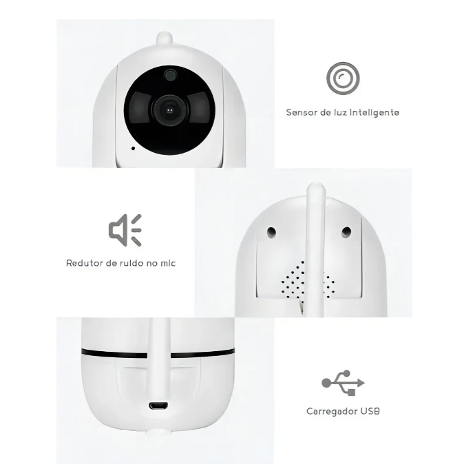 Mini Camera Robô Ip Wifi Hd Wireless Sensor Movimento Automatic