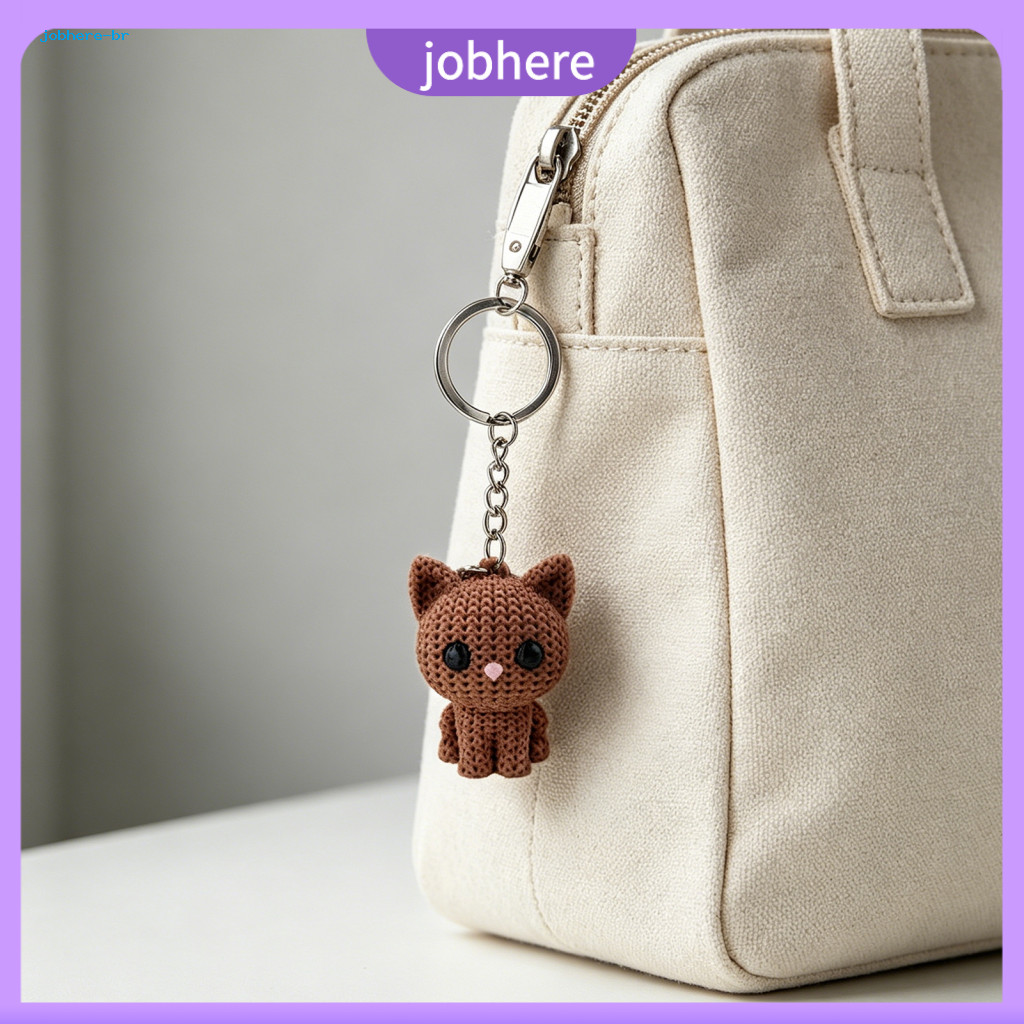Knitted Cat Pendant 3d Crochet Keychain Mini Portable Cute Charm for Backpack Car Keys Bag Decoration Perfect Gift for L