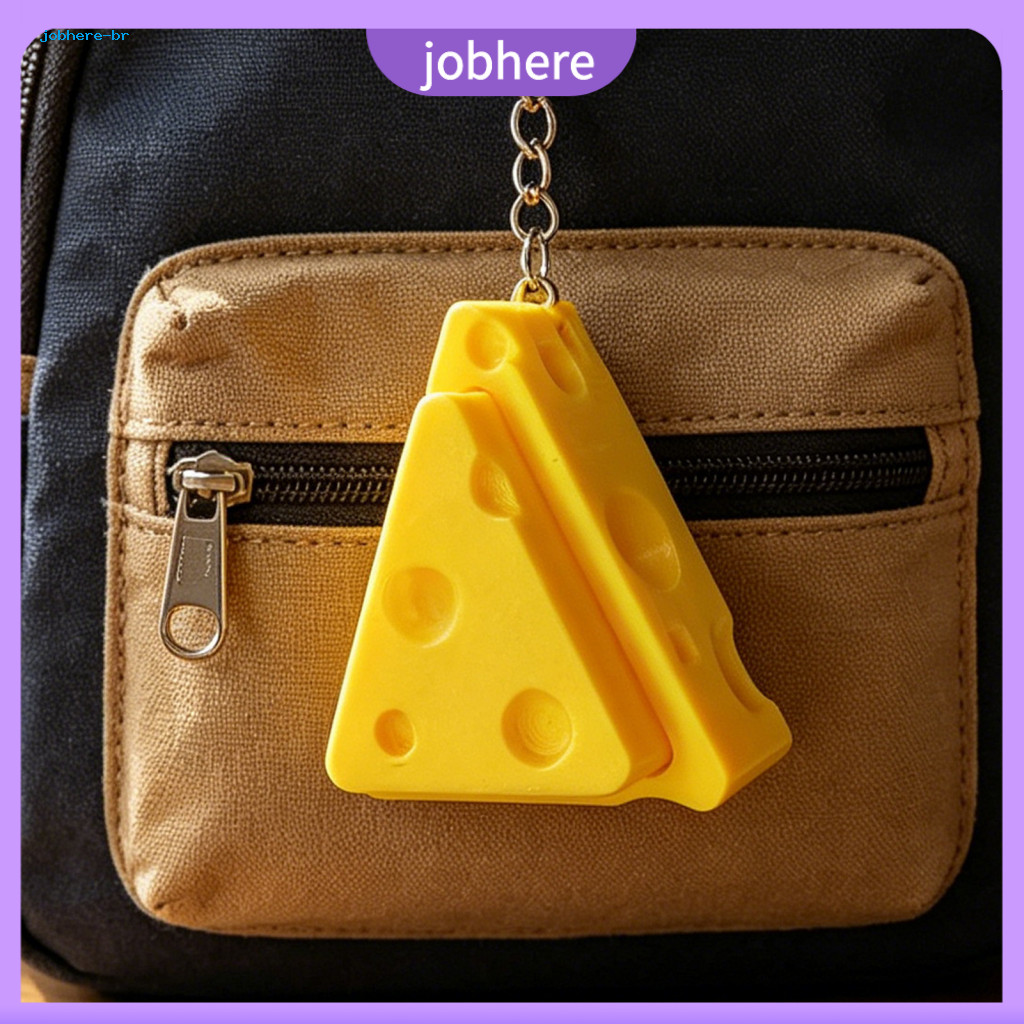 Keychain Fidget Toy Mini Stress Relief Cheese Shape Pendant – Portable Button Rebound for Backpack Car Cute for Everyd