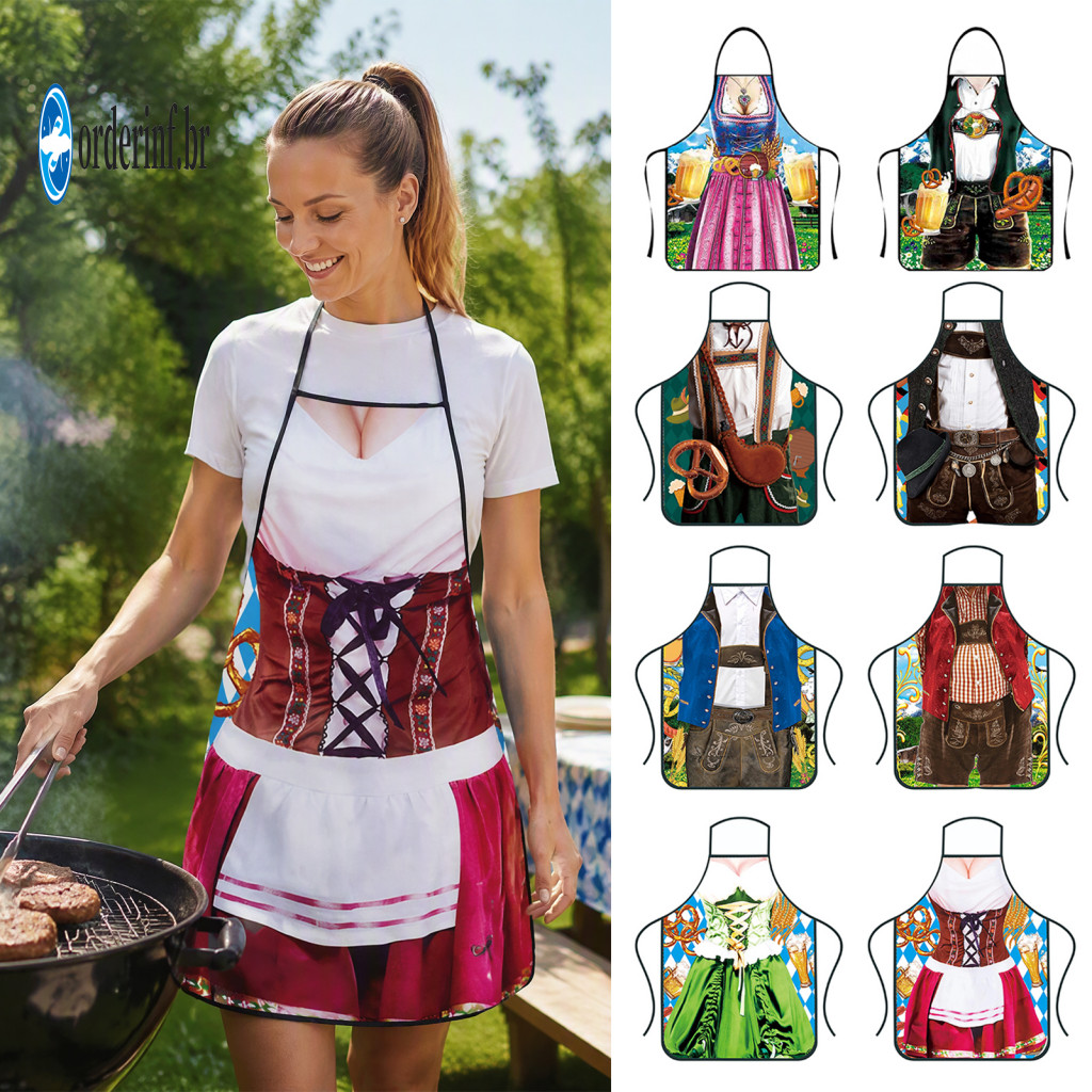 Funny Aprons for Parties Humorous Grilling Accessories Oktoberfest Apron Waterproof Adjustable Cooking Bib 3d Printed Po