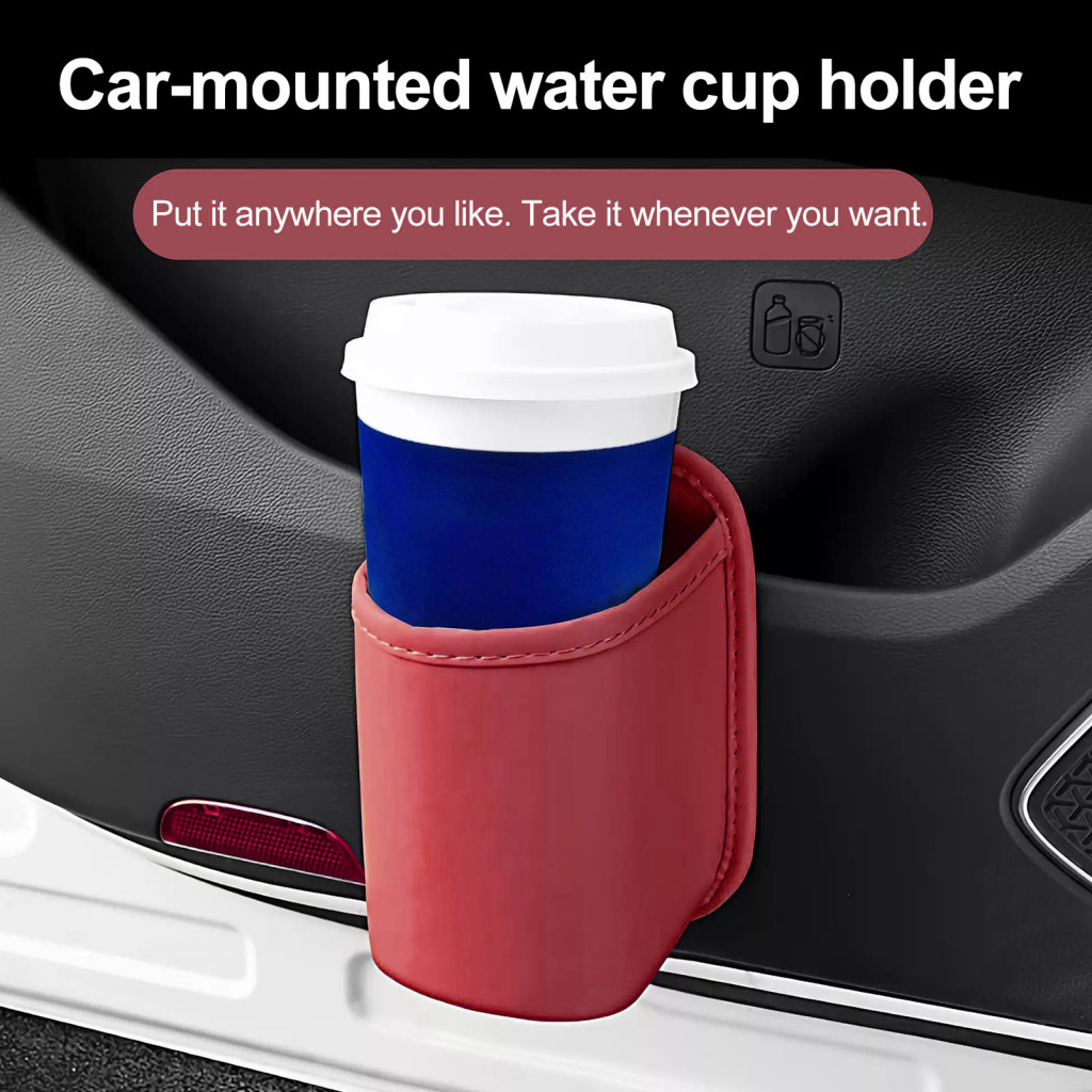 Leather Texture Car Organizer Storage Rack Waterproof Door Multi-functional Side Box with Cup Holder for Phone Water for