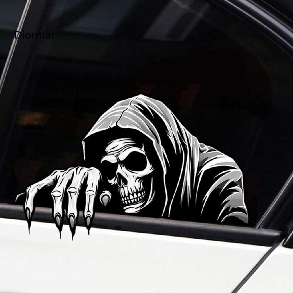 Waterproof Vinyl Stickers Black Skull Auto Decor Halloween Skeleton Car Sticker Decal for Window Bumper Wall Laptop Deco