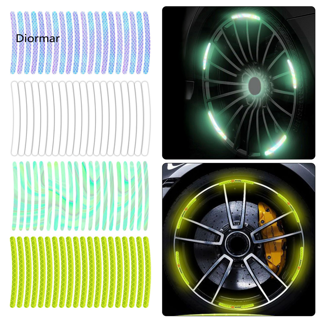 Durable Wheel Rim Decals 20pcs Reflective Car Stickers Waterproof Scratch-resistant for Cars Motorcycles Bicycles – Ni