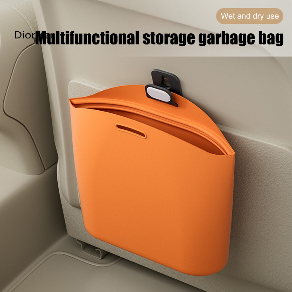 Car Garbage Bag Trash Organizer Foldable Silicone Waterproof Leakproof Bin for Vehicle Door Seat Back Storage Easy Clean