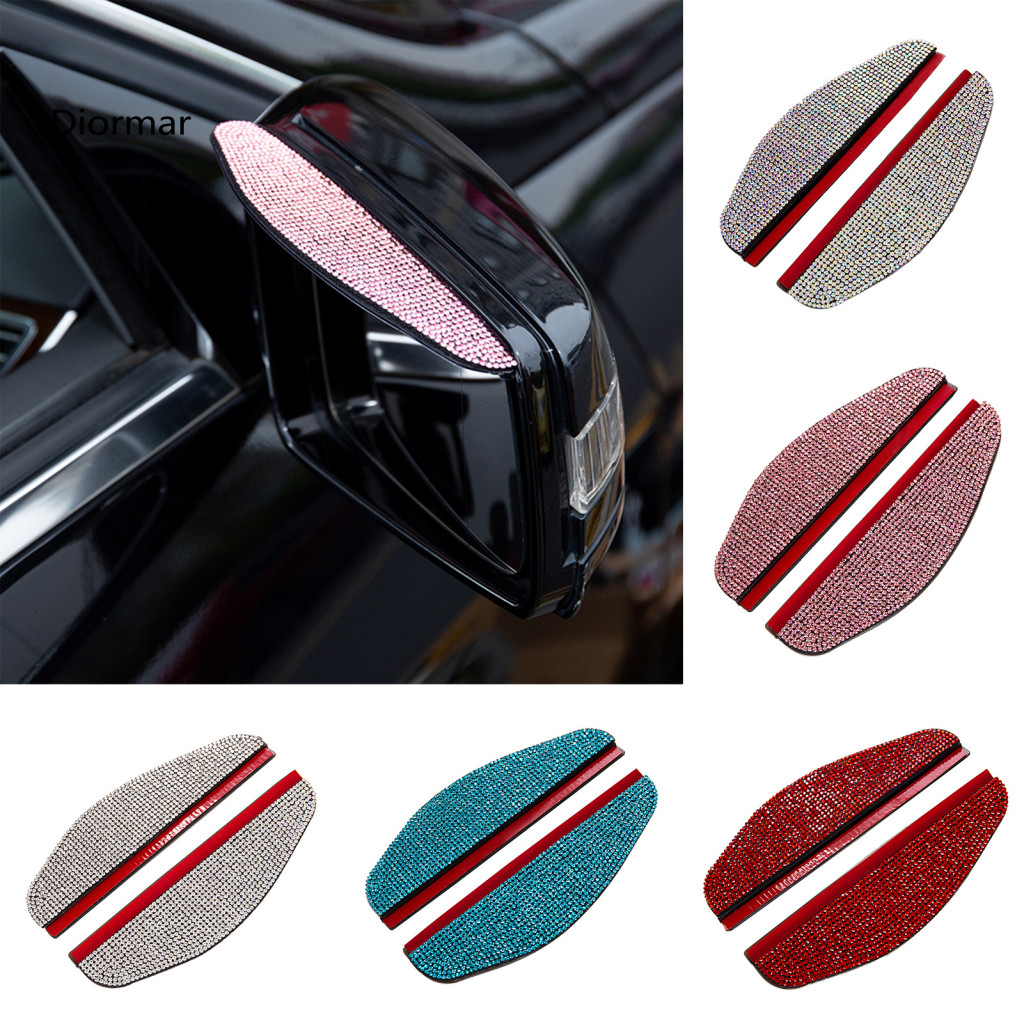 Waterproof Mirror Rain Visor Diamond Side Rhinestone Car Guard – Anti-glare Rear View Eyebrows Widened Arc for