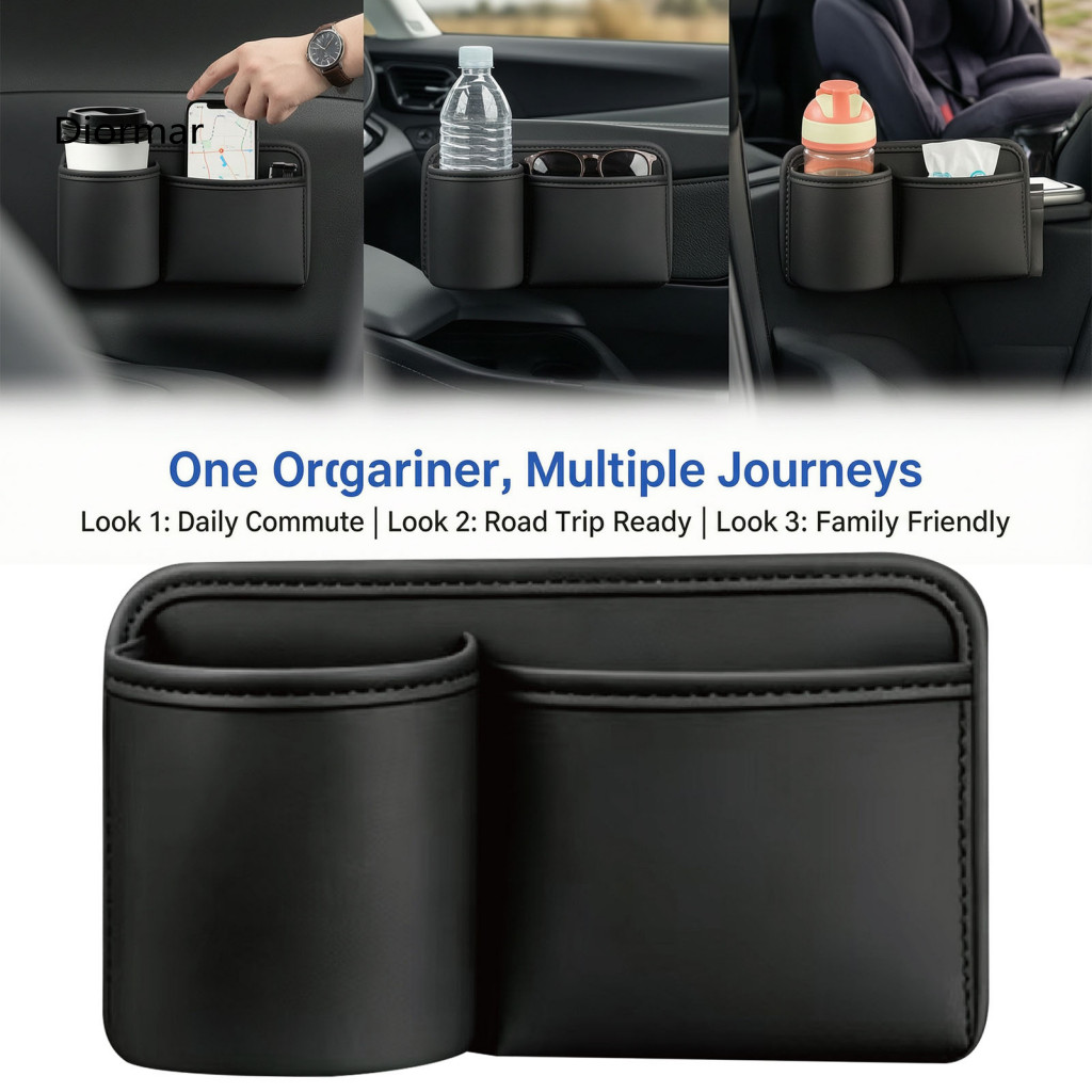 Car Organizer Seat Side Storage Back Box Waterproof Leather Multi-functional Anti-kick Bag for Door Universal Fit for Mo
