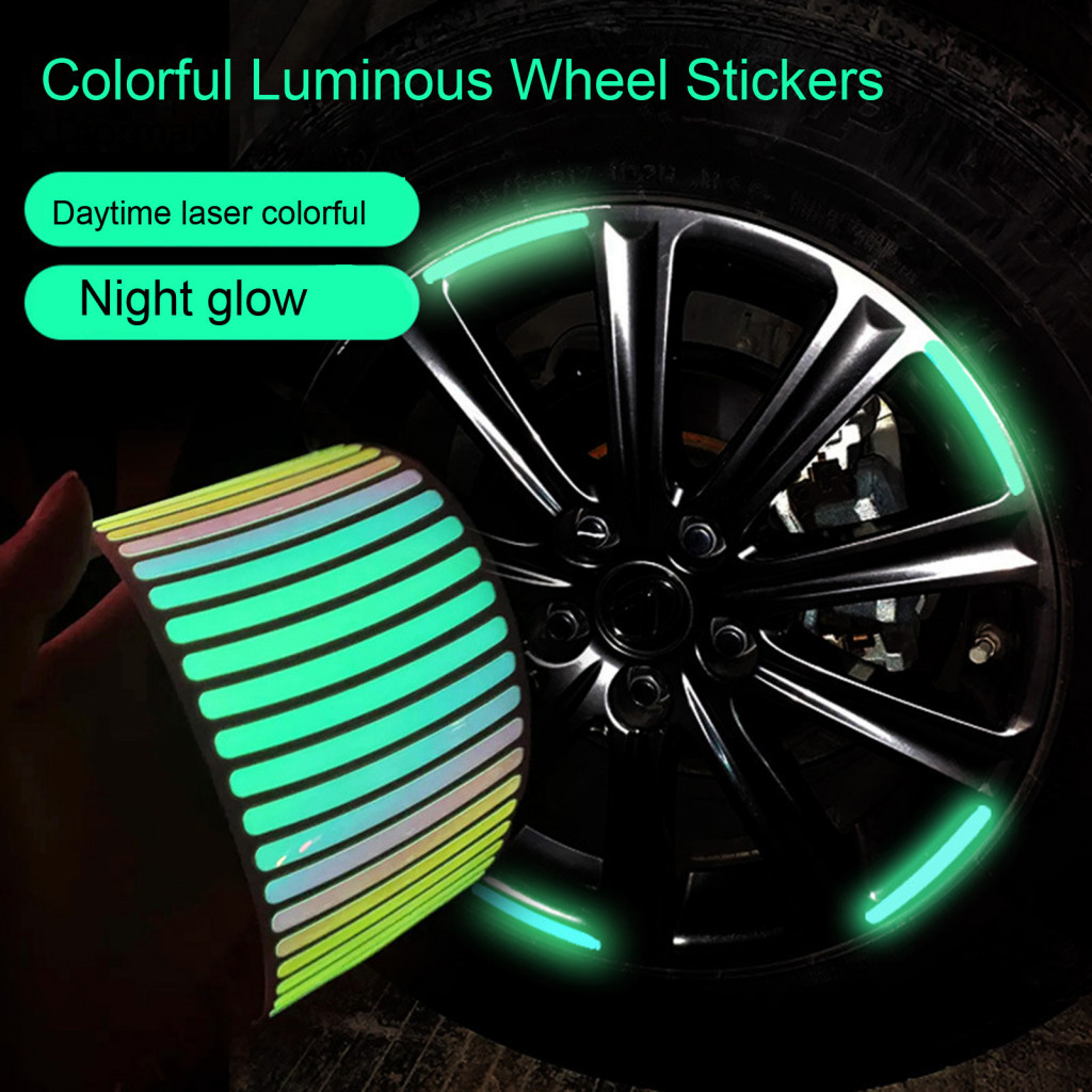 Wheel Stickers Pvc Tape Car Reflective Strips Rainbow Rim Decals for Motorcycle Bike Tires Waterproof High Visibility fo