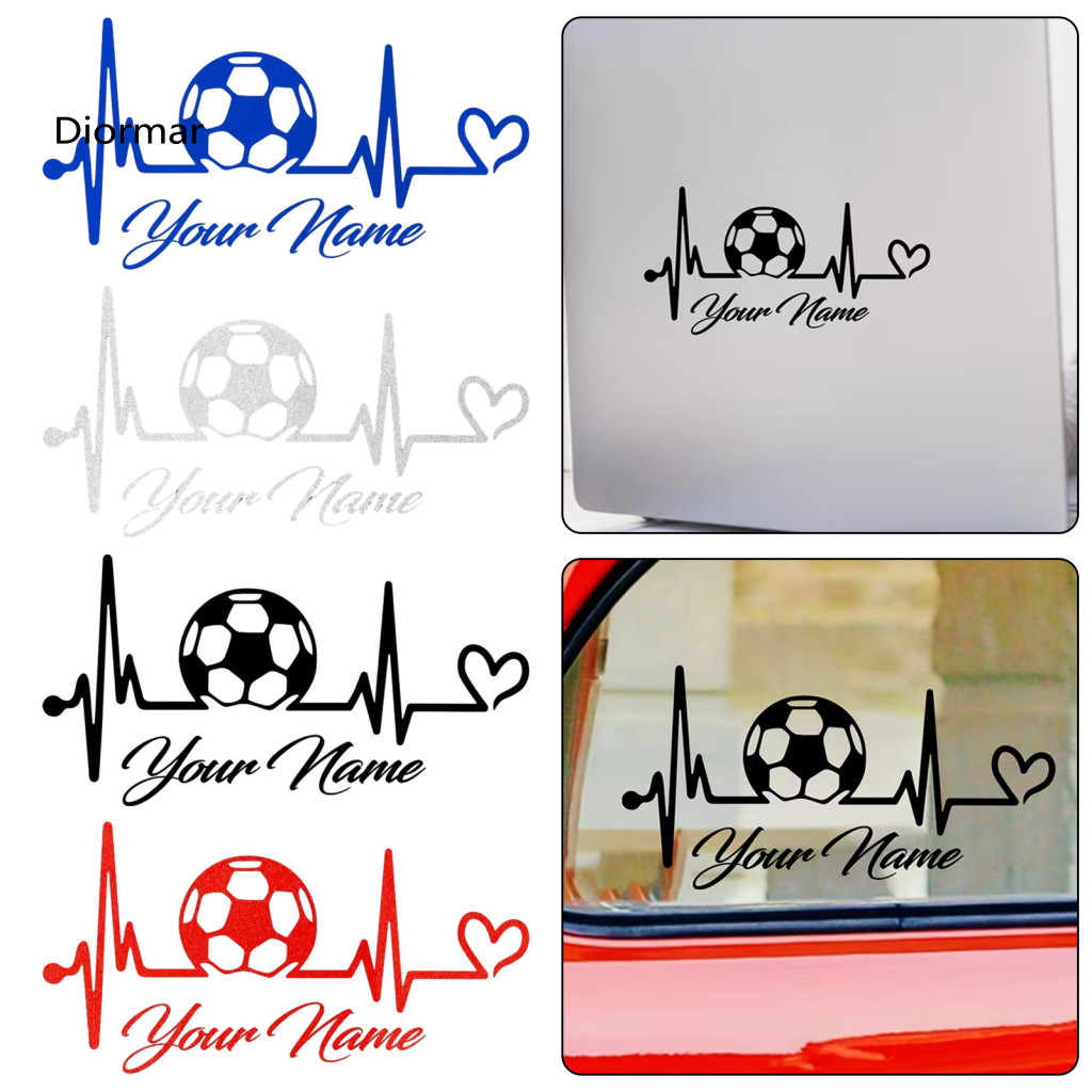 Football Fan Accessories Vinyl Car Decals Heartbeat Soccer Ball Sticker Waterproof Sporty Decal for Motorcycle Vehicle B