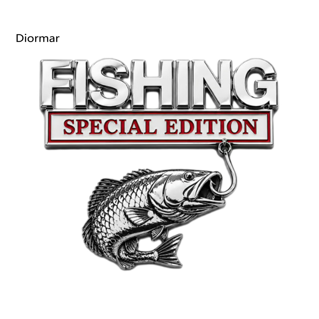 High-relief Fishing Sticker Truck Decal Car Emblem Badge Waterproof Aluminum Metal Fish Hook for Suv Fisherman Gift for