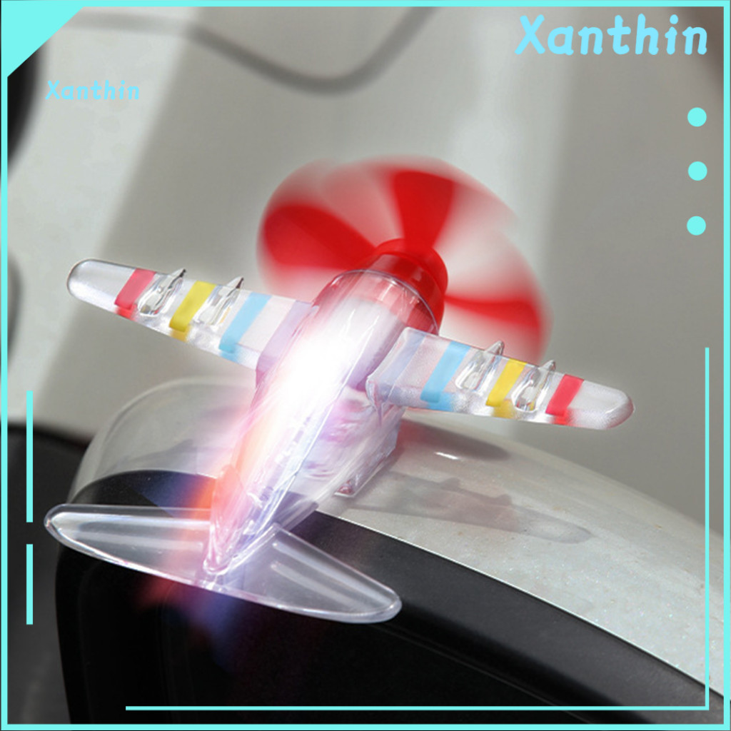 Aircraft Ornament Wind Toy Easy Setup Airplane Wind-up with Led Lights Wind-powered Car Electric Handlebar Pendant for A