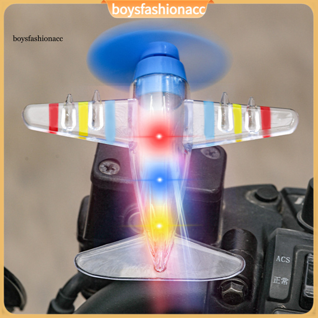 Wind-up Airplane Toy with Led Lights Easy Setup Wind-powered Car Ornament Electric Handlebar Pendant Perfect Gift for Av