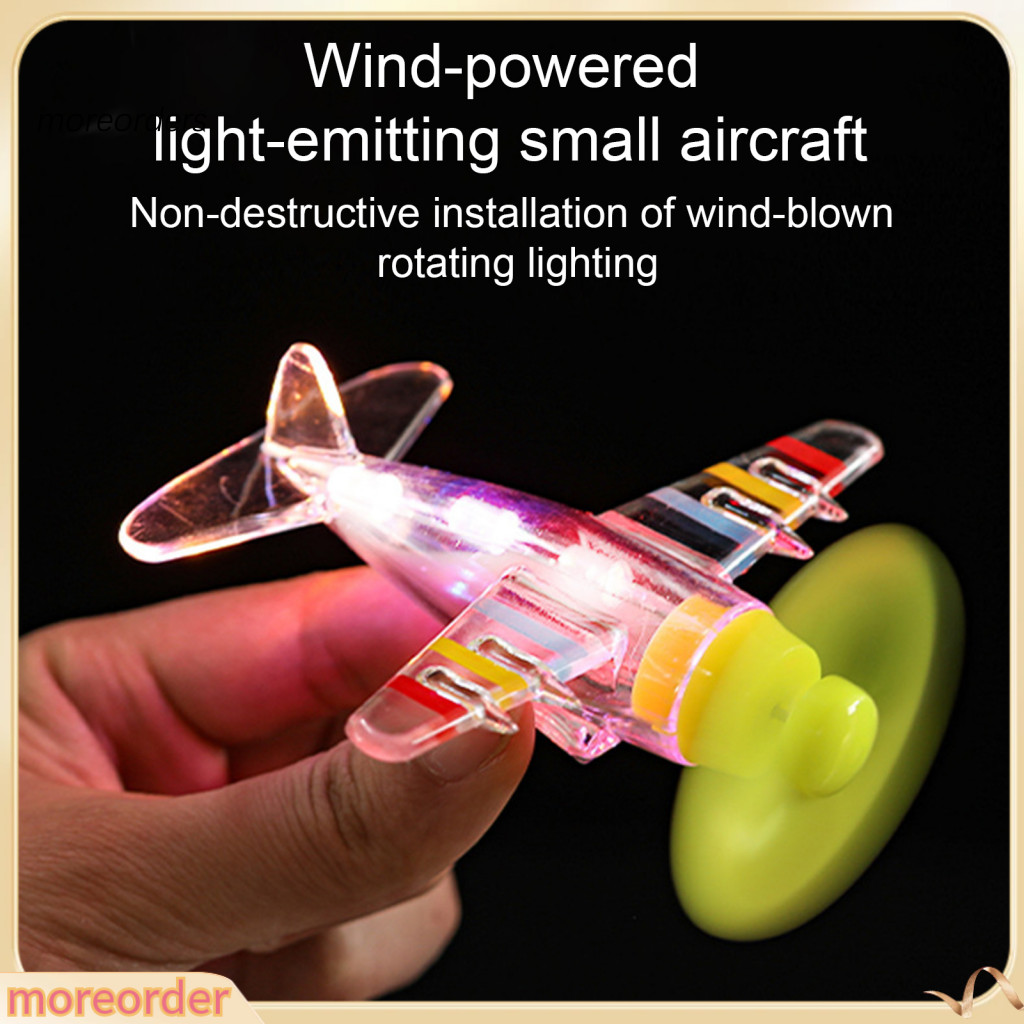 Wind-up Airplane Toy with Led Lights Easy Setup Wind-powered Car Ornament Electric Handlebar Pendant Perfect Gift for Av