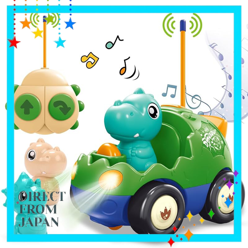 KaeKid Remote Control Dinosaur Car Toy for Kids - Electric RC Car with LED Lights and Music Engine Sounds - Perfect Gift