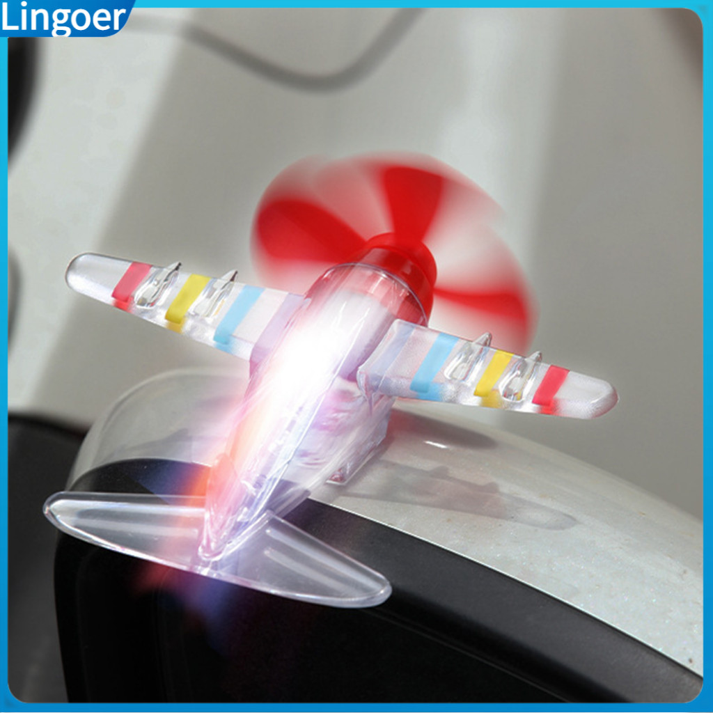 Wind-up Airplane Toy with Led Lights Easy Setup Wind-powered Car Ornament Electric Handlebar Pendant Perfect Gift for Av