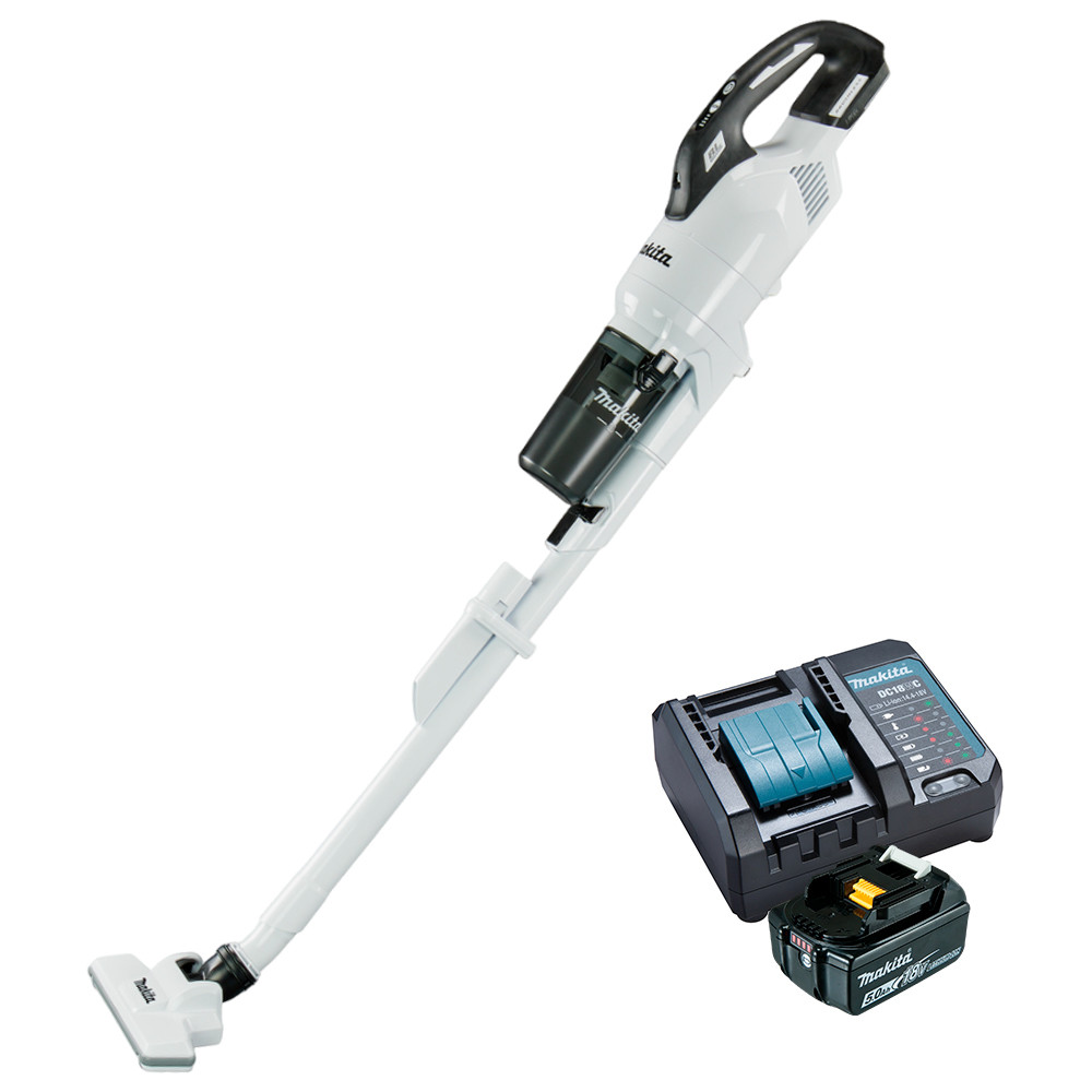 Kit Aspirador a Bateria 18V DCL286FZW + Bateria 18V 5Ah BL1850B + Carregador de Bateria DC18WC (Bivolt) Makita