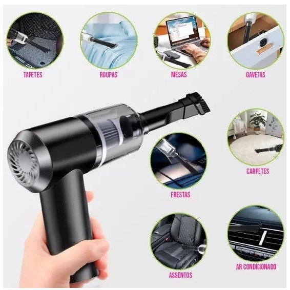 Mini Aspirador De Pó Usb Portátil Completo Carro e Casa Cor Preto 110v/220v