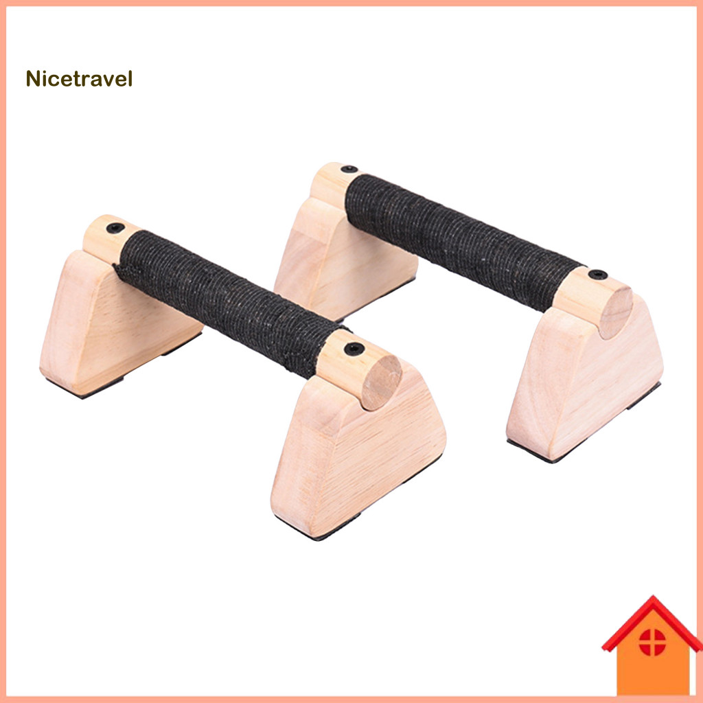 Push-up Stand Set Workout Stands 2pcs Wooden Bars with Anti-slip Grip – Ergonomic Parallettes for Home Gym Strength Tr