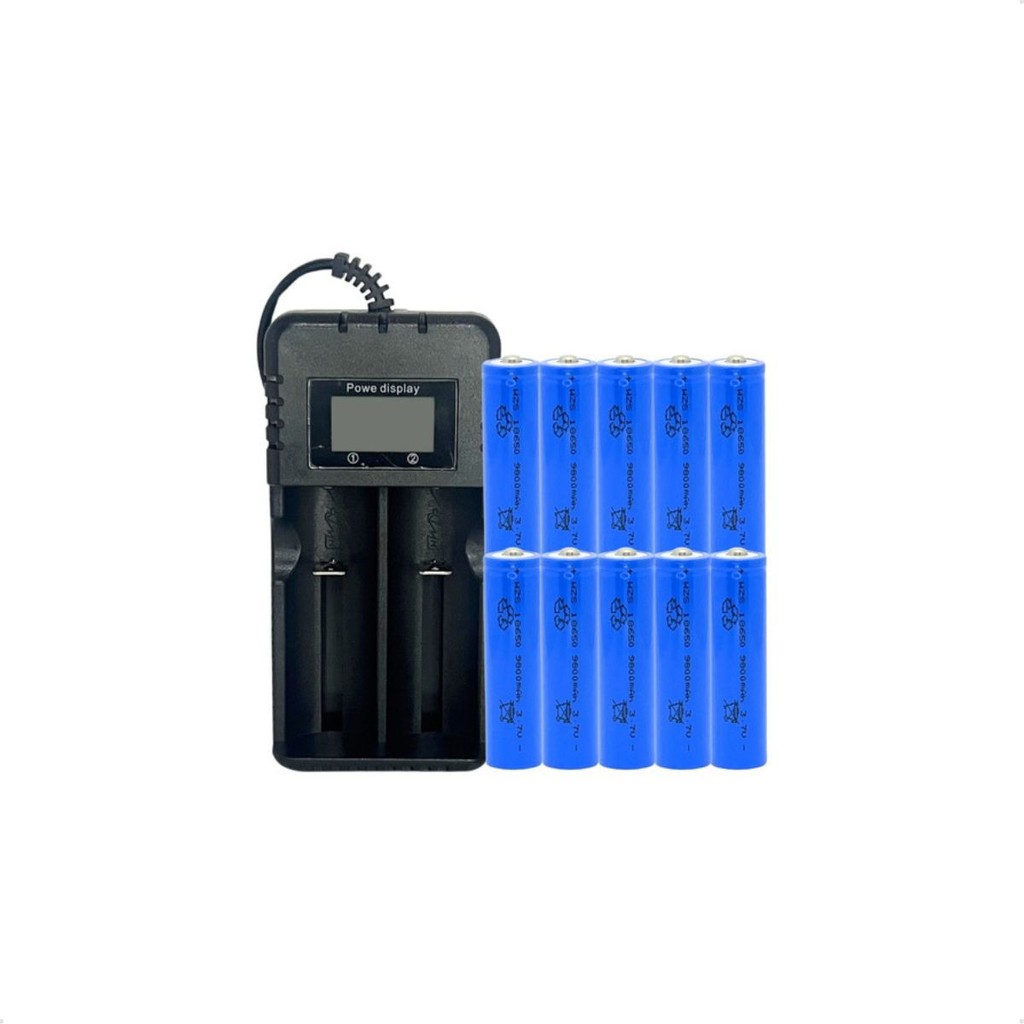 Kit Carregador 10+Bater 18650 9800mah 4,2v Recarregável Bivolt Turbo Rapido Premium