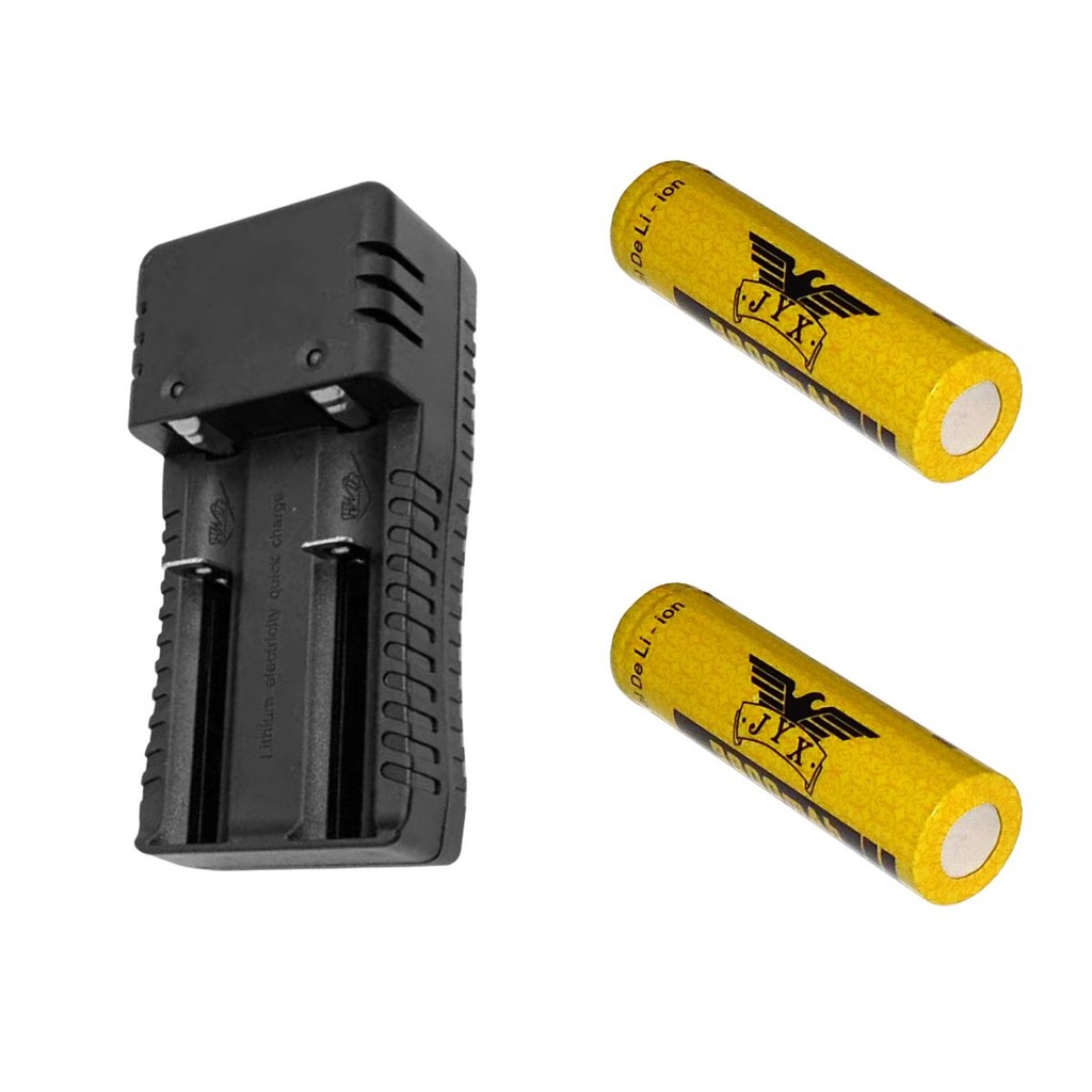 Kit 1 Carregador De Bateria Preto Bivolt 18650 E 2 Baterias Qualidade Linha Premium Enviamos Hoje Mesmo
