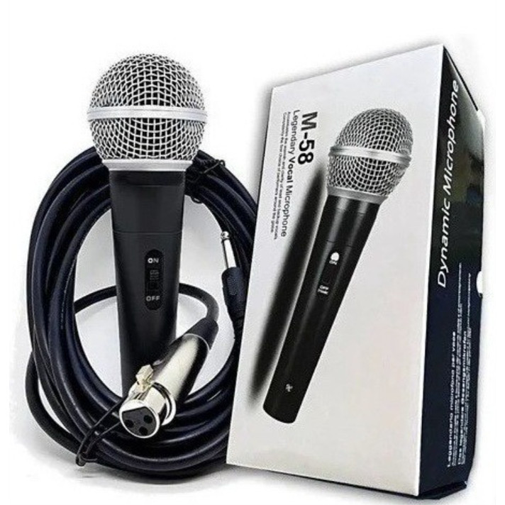 Microfone Profissional Com Cabo Sm-58 - Premium