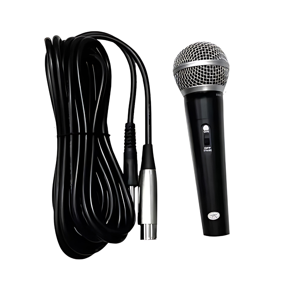 Microfone Profissional Com Cabo m-58 Premium Dinamico + Cabo de 5 Metros