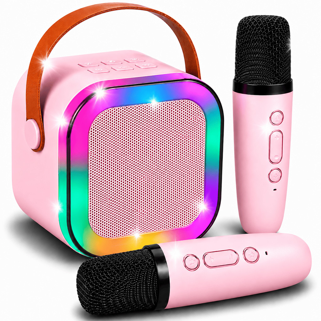 Alto-Falante Bluetooth Com Microfone Duplo Sem Fio Caixa De Som Mini Karaoke Portatil Premium