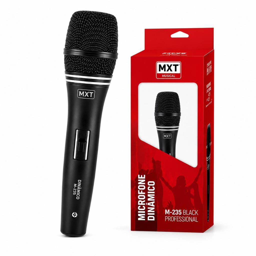 Microfone Profissional Dinâmico Com Fio P10 Cabo 3m MXT Qualidade Premium