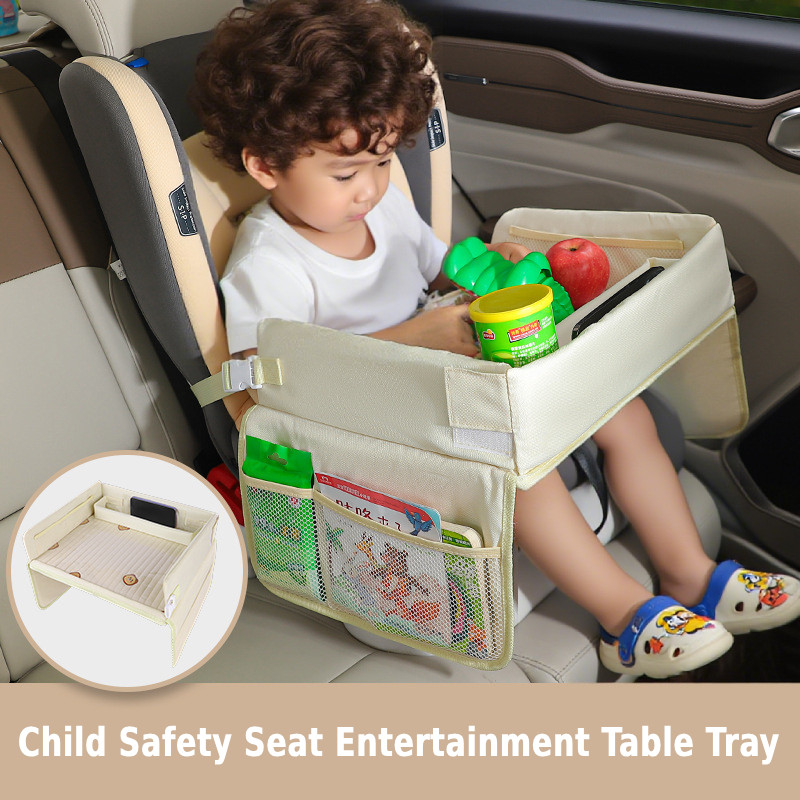 Bandeja De Assento De Segurança Infantil Para Carro , Mesa Dobrável Com Vários Bolsos , Portátil À Prova D'água