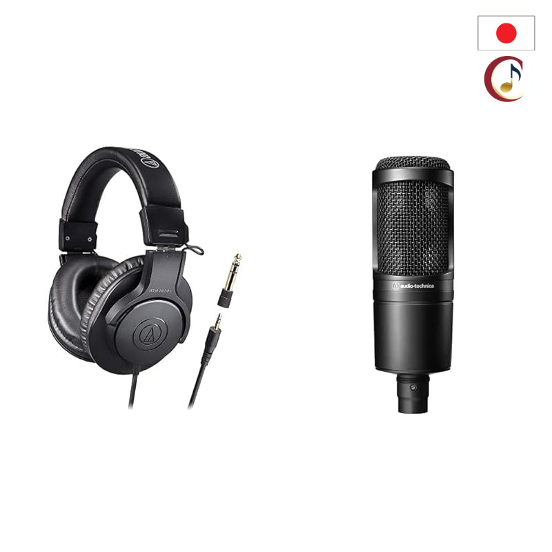 Audio-Technica ATH-M20x Series Closed-Back Over-Ear Professional Monitor Headphones, 40 mm Drivers, Wired or Bluetooth W