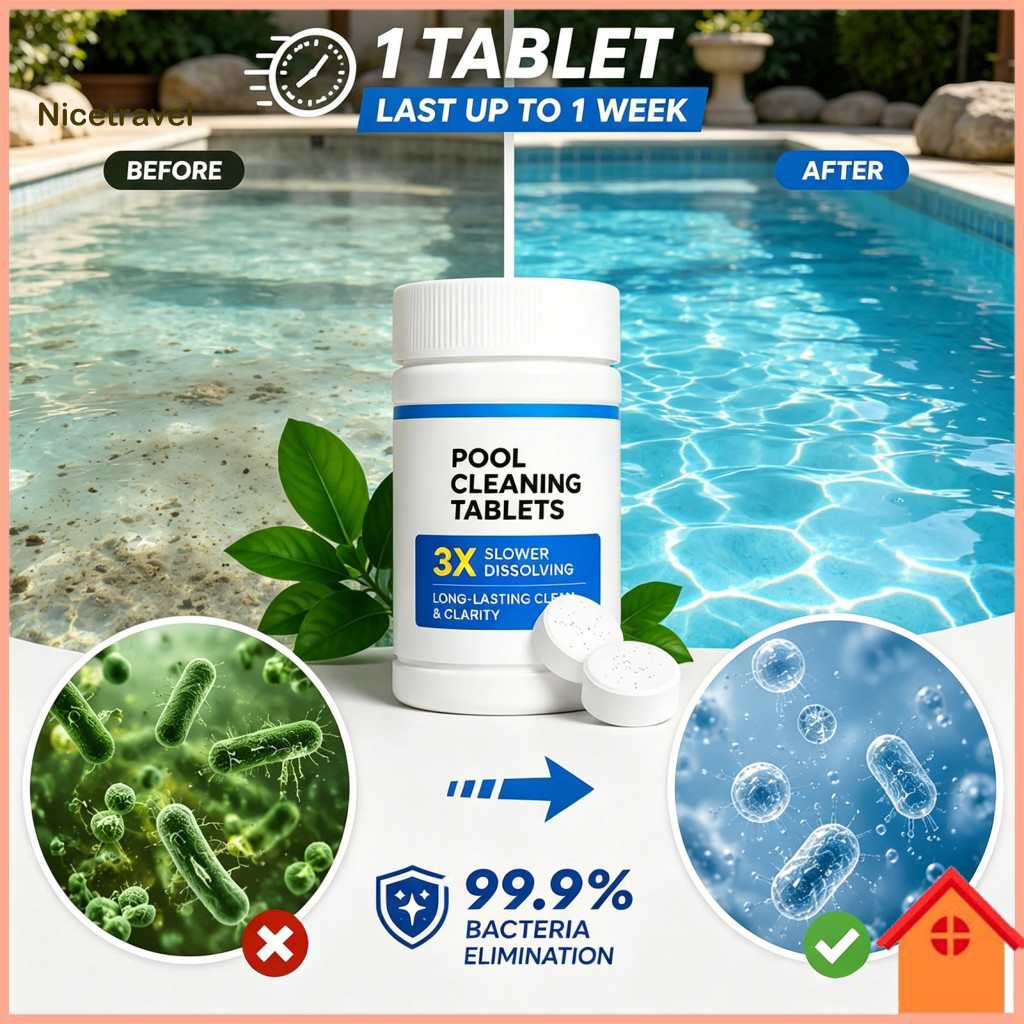 Odor Removal Tablets Low Maintenance Pool Cleaner 50/100 Pcs Fast-acting Eliminator for Swimming Pools Spas Long-lasting
