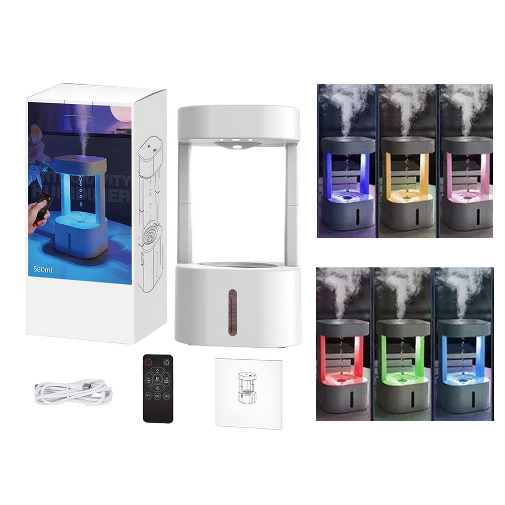 [SIP-KNWH-BR]Anti-Gravity Drip Humidifier with 7-Color RGB LED Lights for Home and Office Use-New In 11-